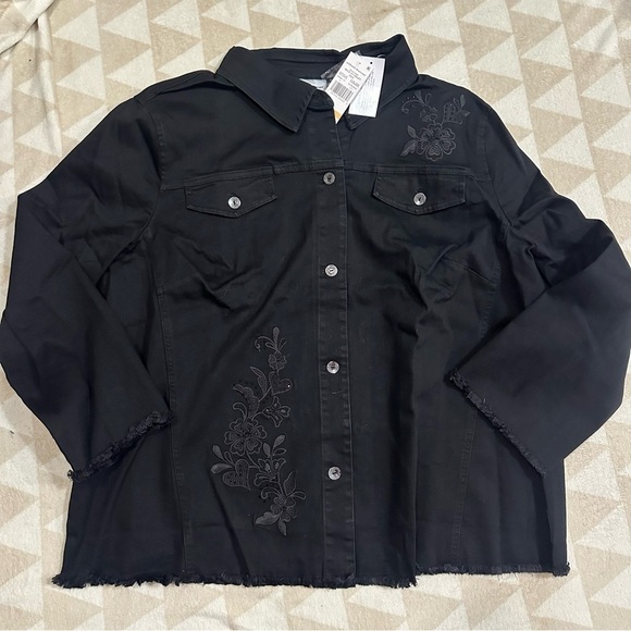Alfred dunner Floral Embroidered Denim Jacket - Picture 3 of 4